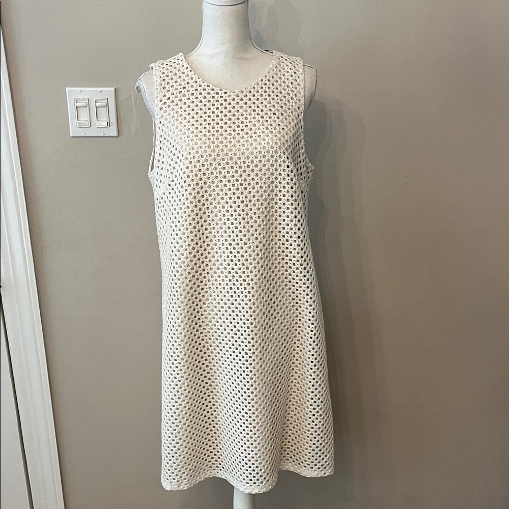 Anne Klein Cream Textured Mini Dress